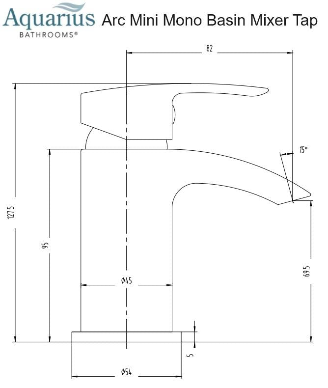 Aquarius Arc Mini Mono Basin Mixer Tap inc Waste Brushed Brass AQAC07BB