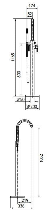 Aquarius Curve Floorstanding Bath Shower Mixer Brushed Brass AQ791003