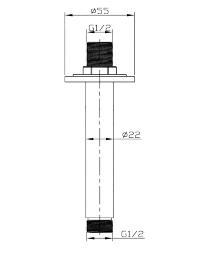 Aquarius RainLux 120MM Round Ceiling Shower Arm Matt Black AQRL03MB