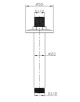 Aquarius RainLux 120MM Round Ceiling Shower Arm Matt Black AQRL03MB