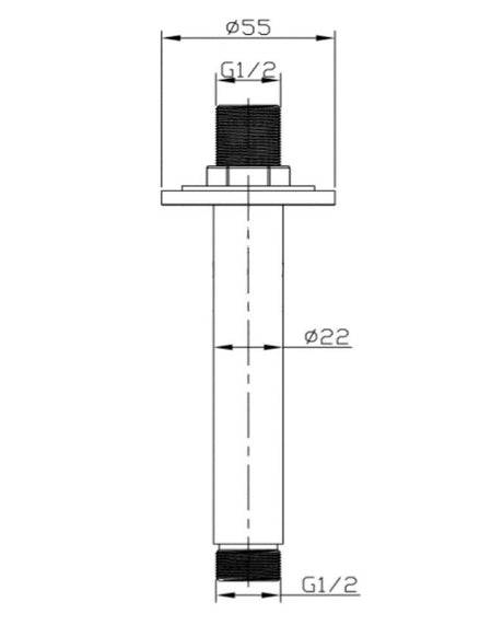 Aquarius RainLux 120MM Round Ceiling Shower Arm Matt Black AQRL03MB