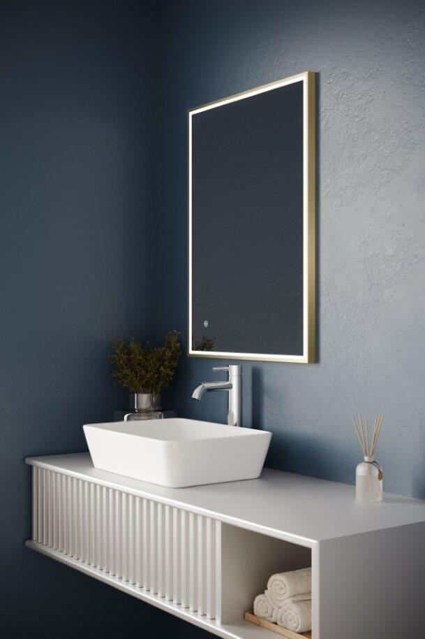 Aquarius Easy Frame LED Mirror in Brushed Brass