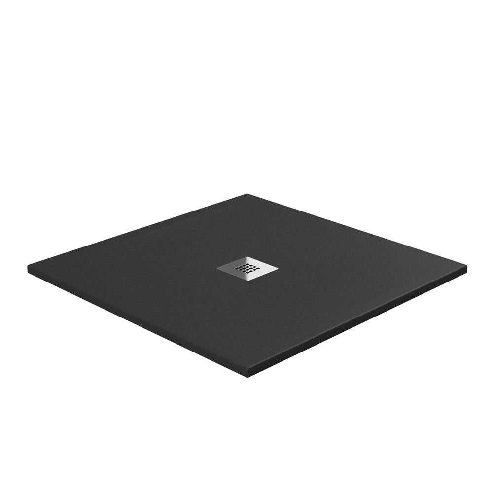 Aquarius Honiston Mineral Composite Slate Effect Shower Tray in Midnight Black