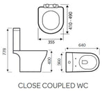 Aquarius K-Series Rimless Open Back Close Coupled Toilet, Cistern and Soft Close Seat AQKS530