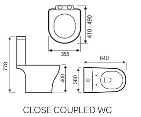 Aquarius K-Series Rimless Open Back Close Coupled Toilet, Cistern and Soft Close Seat AQKS530