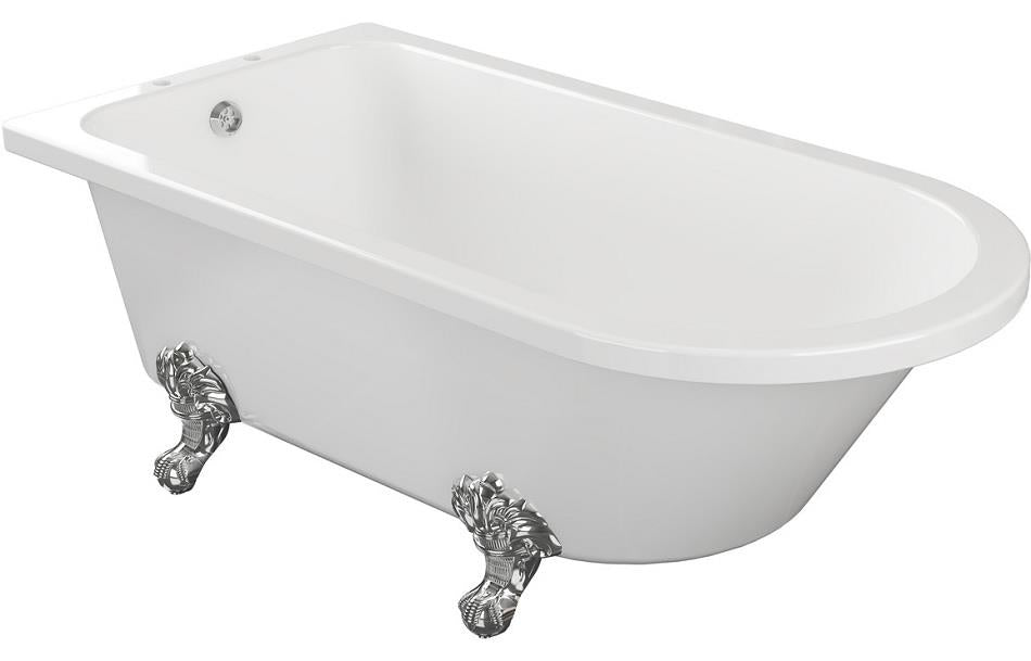 Aquarius Timeless Luxury Freestanding Corner 2TH Bath With Chrome Ravenclaw Feet 1500mm