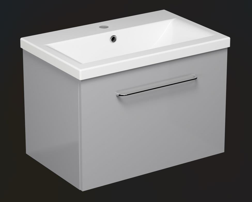 Aquarius Vault Single Drawer Vanity Unit and 1TH Basin Gloss Grey