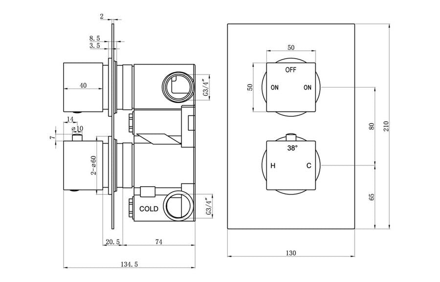 Aquarius Modern Square Shower Bundle with Riser Chrome AQBND0122