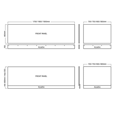 Aquarius Halite Waterproof End Bath Panel Matt Grey 800mm