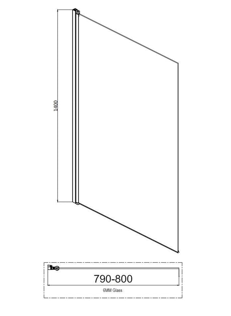 Aquarius LevAqua Straight 6mm Matt Black Hinged Bath Screen 1400 x 800mm AQLA0122