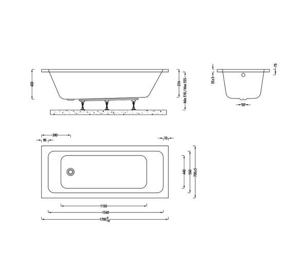 Aquarius Aaron Single Ended Standard Bath