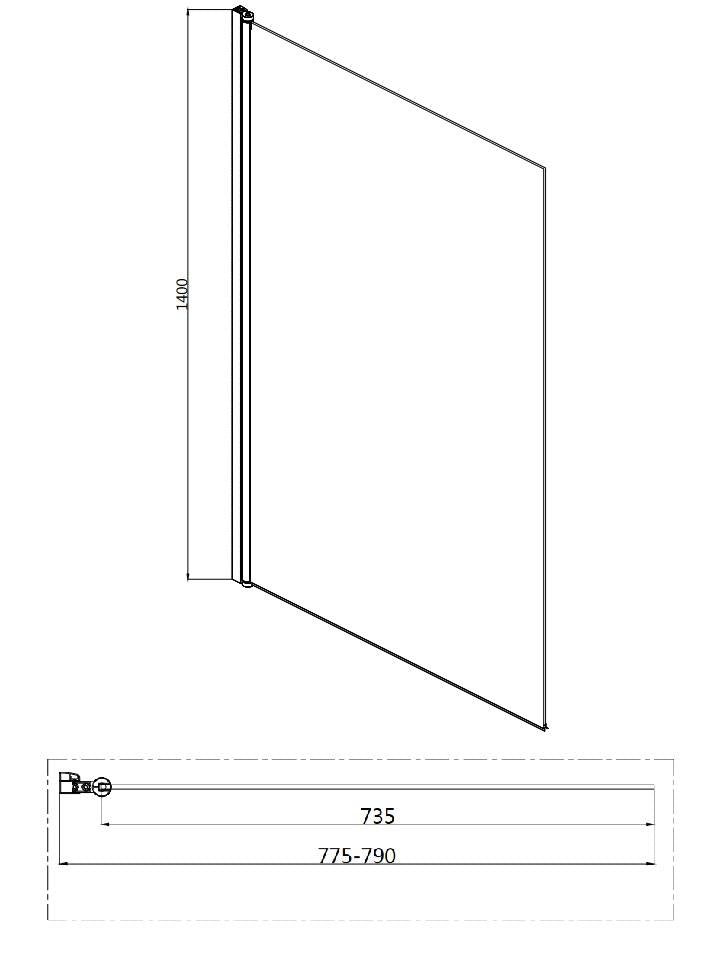 Aquarius LevAqua Curved 6mm Brushed Brass Hinged Bath Screen 1400 x 800mm AQ490111