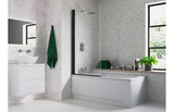 Aquarius LevAqua Straight 6mm Matt Black Hinged Bath Screen 1400 x 800mm AQLA0122