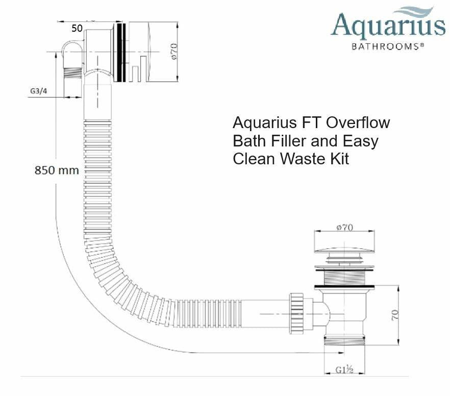 Aquarius FT Overflow Bath Filler and Easy Clean Waste