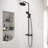 Aquarius Matt Black Exposed Thermostatic Bar Shower Overhead and Handheld Shower AQSH0694