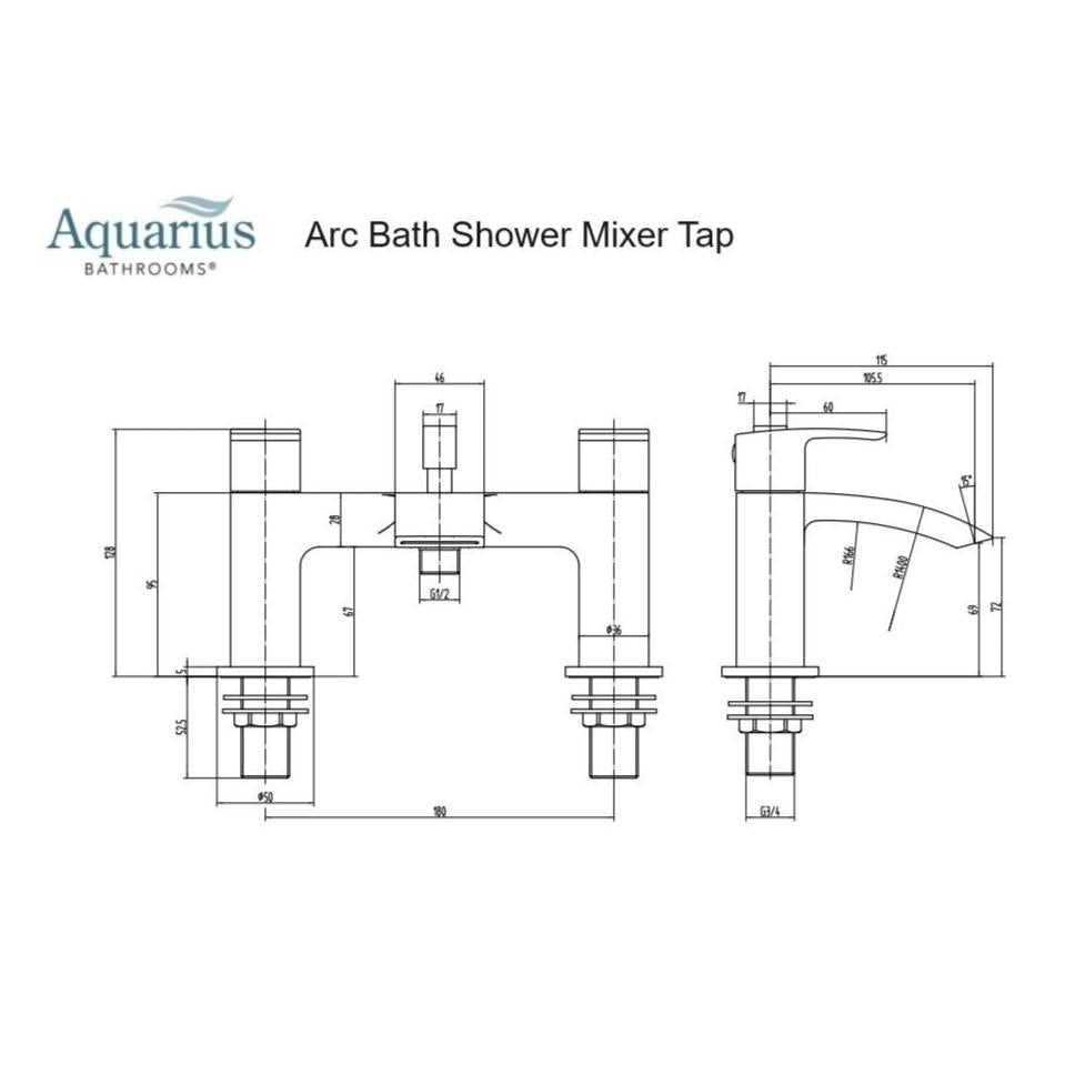 Aquarius Arc Bath Shower Mixer Tap with Shower Kit