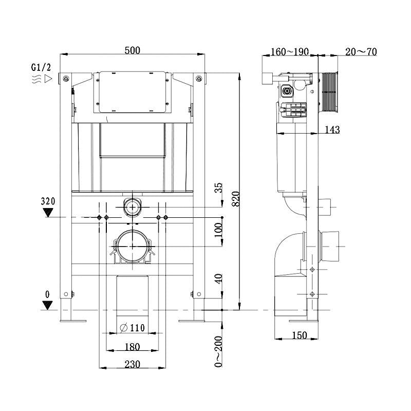 Aquarius Drake Wall Mounted WC Frame and Cistern