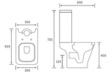 Aquarius Sequoia Close Coupled Open Back WC Toilet With Wrapover Soft Close Seat AQSQ0252