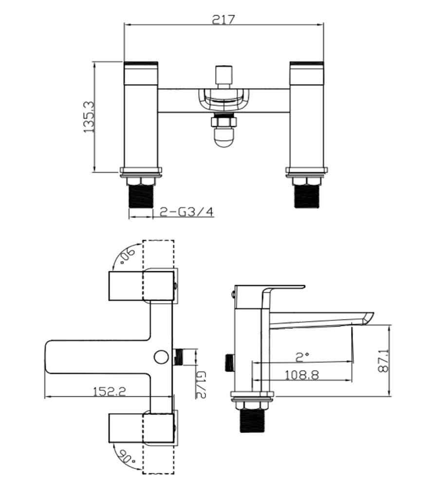 Aquarius Hydro Bath Shower Mixer Tap inc Kit Matt Black AQHY04MB