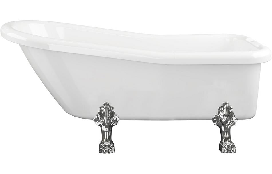 Aquarius Timeless Luxury Freestanding Slipper 2TH Bath With Chrome Lions Paw Feet 1530mm