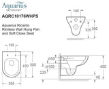 Aquarius Ricardo Rimless Wall Hung Toilet with Soft Close Seat