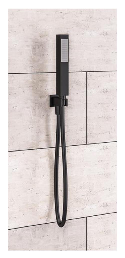 Aquarius Modern Square Wall Mounted Shower Kit with Outlet and Hose Matt Black AQ6010193738