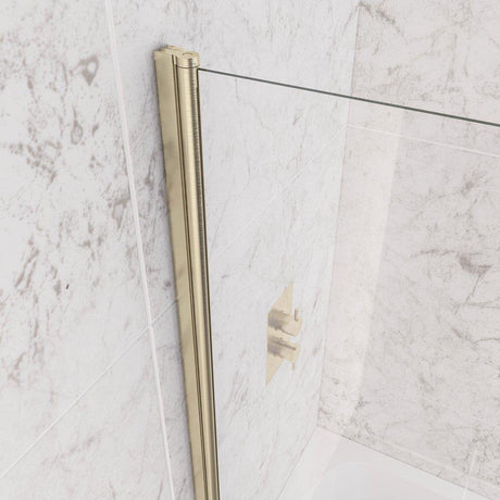 Aquarius LevAqua Straight 6mm Brushed Brass Hinged Bath Screen 1400 x 800mm AQ490112