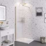 Aquarius LevAqua 2000 Brushed Brass Walk-In 8mm Fluted Glass Panel