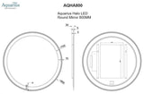 Aquarius Halo LED Round Mirror 800MM AQHA800