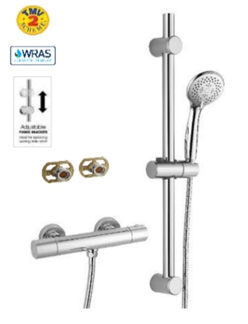 Aquarius RainLux Easy-Fit Round Bar Shower Valve and Kit Chrome AQRL31BARCH