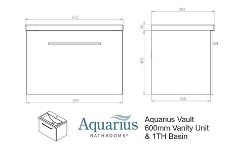 Aquarius Vault Single Drawer Vanity Unit and 1TH Basin Gloss White