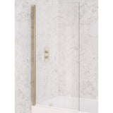 Aquarius LevAqua Straight 6mm Brushed Brass Hinged Bath Screen 1400 x 800mm AQ490112