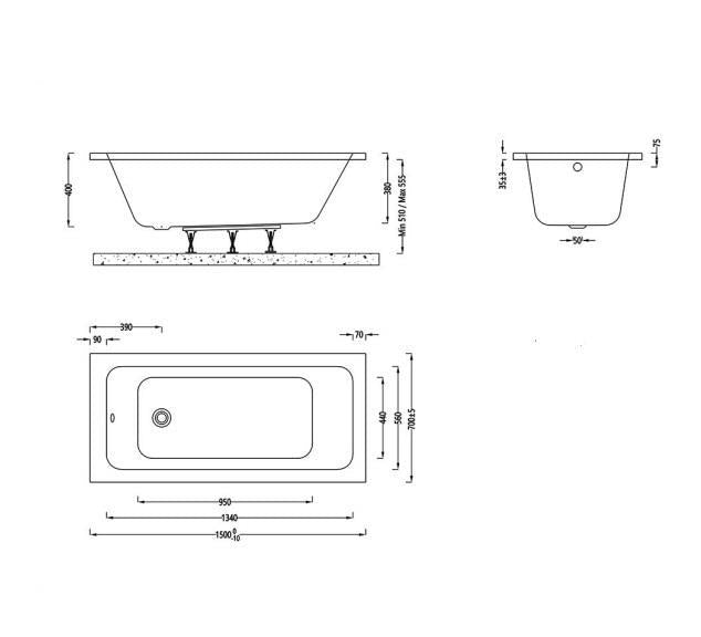 Aquarius Aaron Single Ended Reinforced Bath