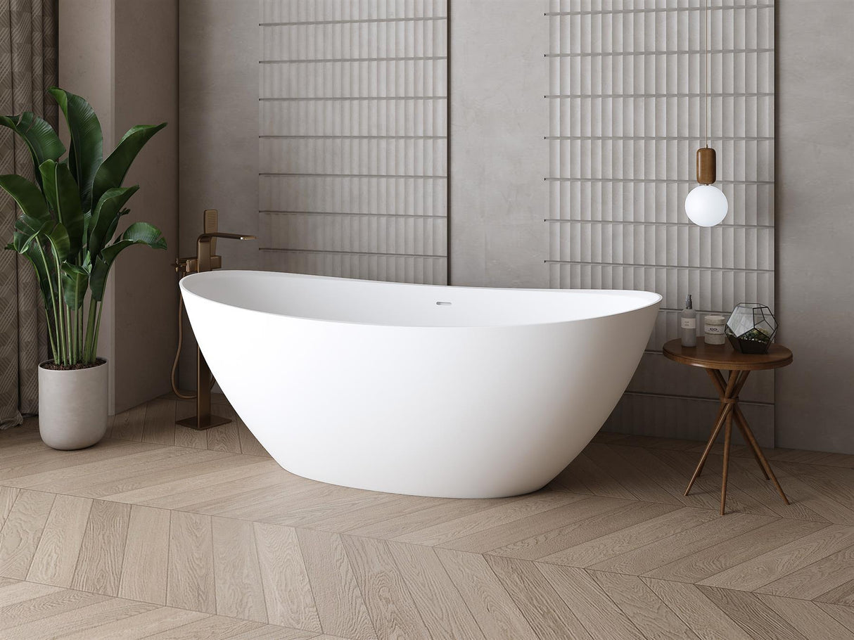 Aquarius Maggiore Freestanding Stone Bath in Gloss White 1670mm