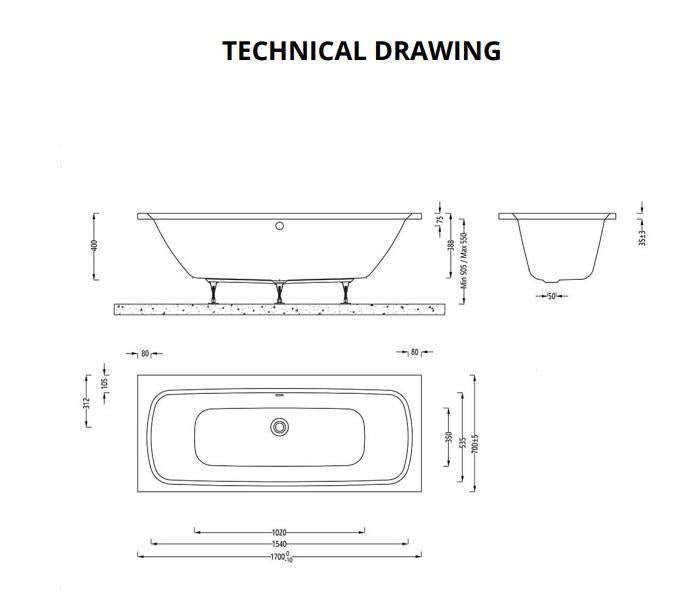 Aquarius Agar Double Ended Reinforced Bath