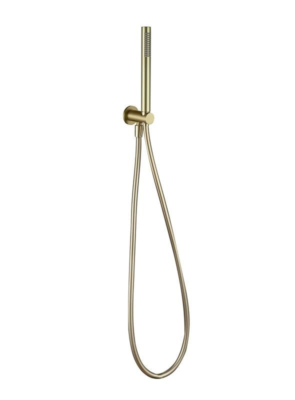 Aquarius RainLux Integrated Outlet Round Handheld Shower Kit Brushed Brass AQRL12BB