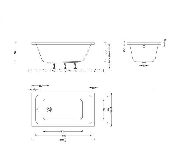 Aquarius Aaron Single Ended Reinforced Bath