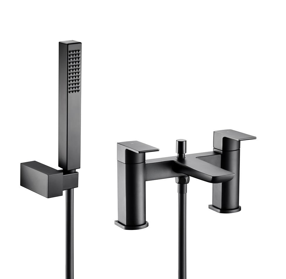 Aquarius Hydro Bath Shower Mixer Tap inc Kit Matt Black AQHY04MB