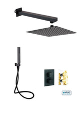 Aquarius RainLux Square Matt Black 2 Outlet Shower Bundle AQRLKIT04MB