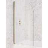 Aquarius LevAqua Curved 6mm Brushed Brass Hinged Bath Screen 1400 x 800mm AQ490111