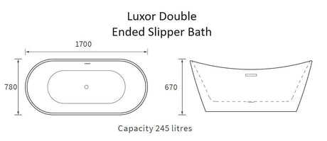 Aquarius Luxor Freestanding Luxury Double Ended Slipper Bath 1700mm x 780mm AQLX0068