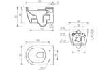 Technical drawing of Aquarius Emma Rimless Wall Hung WC showing measurements