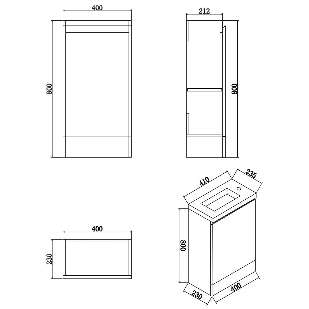 Aquarius Halite Waterproof Grey Vanity Unit and 1TH Basin