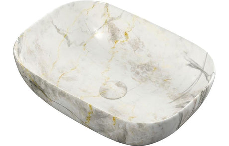 Aquarius V-Series 4 Luxury 0TH Vessel Wash Bowl 460mm White Marble Effect AQVS0074