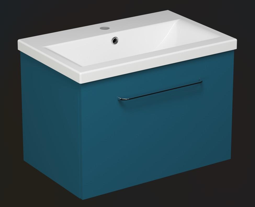 Aquarius Vault Single Drawer Vanity Unit and 1TH Basin Marine Blue