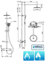 Aquarius RainLux Cool Touch Exposed Adjustable Height Round Shower Brushed Brass AQRL17BB