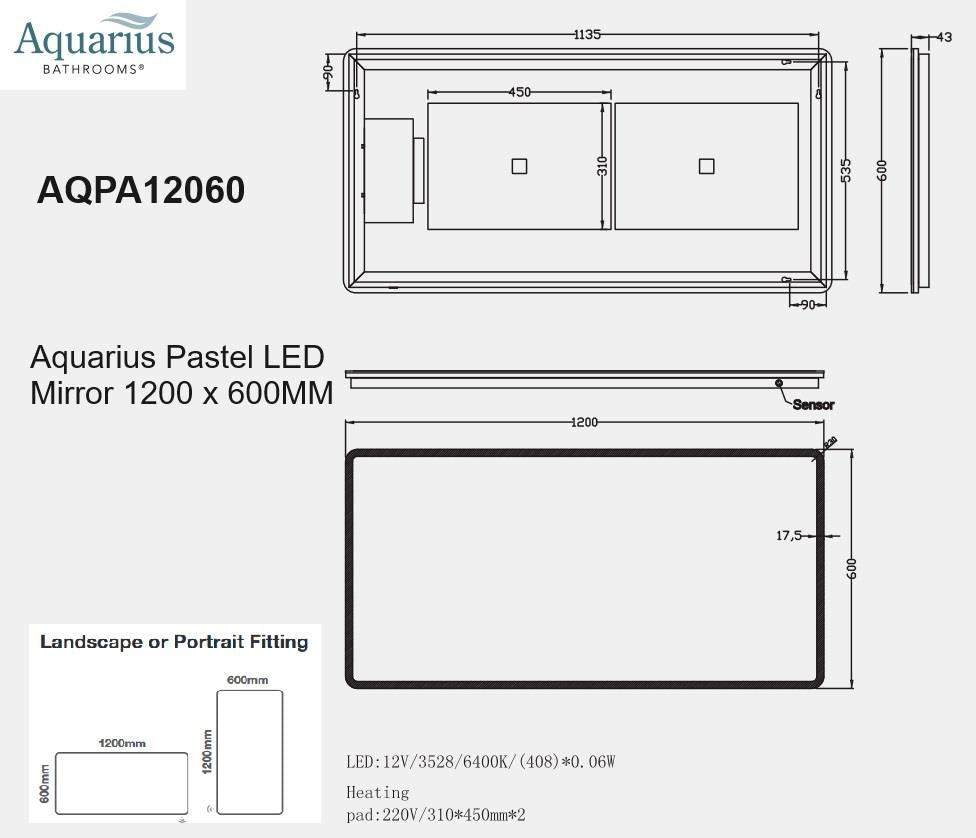 Aquarius Pastel LED Mirror