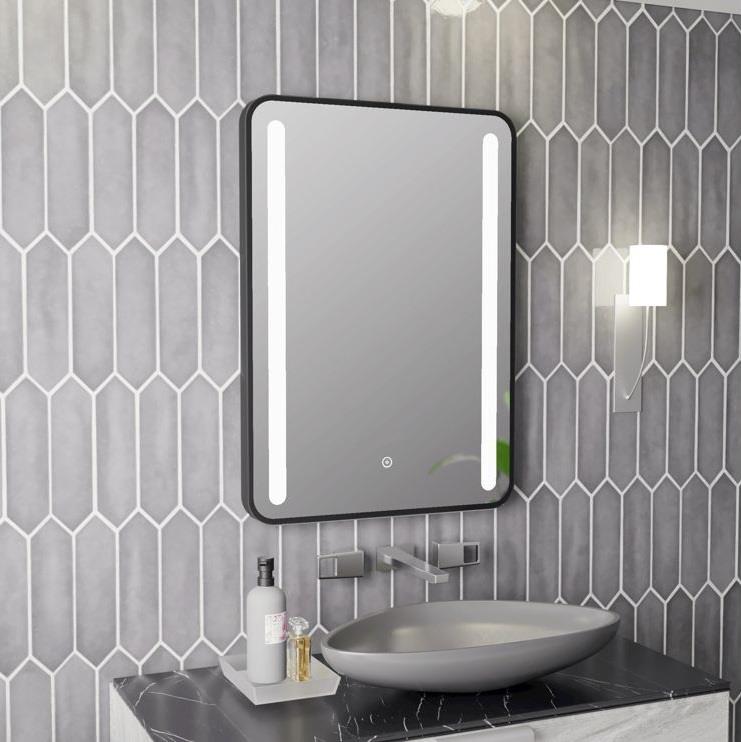 Aquarius Reflect 500 x 700mm Rounded LED Mirror with Black Trim AQRF0128