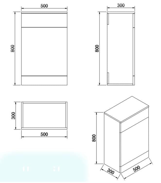 Aquarius Halite Waterproof White 500mm WC Unit