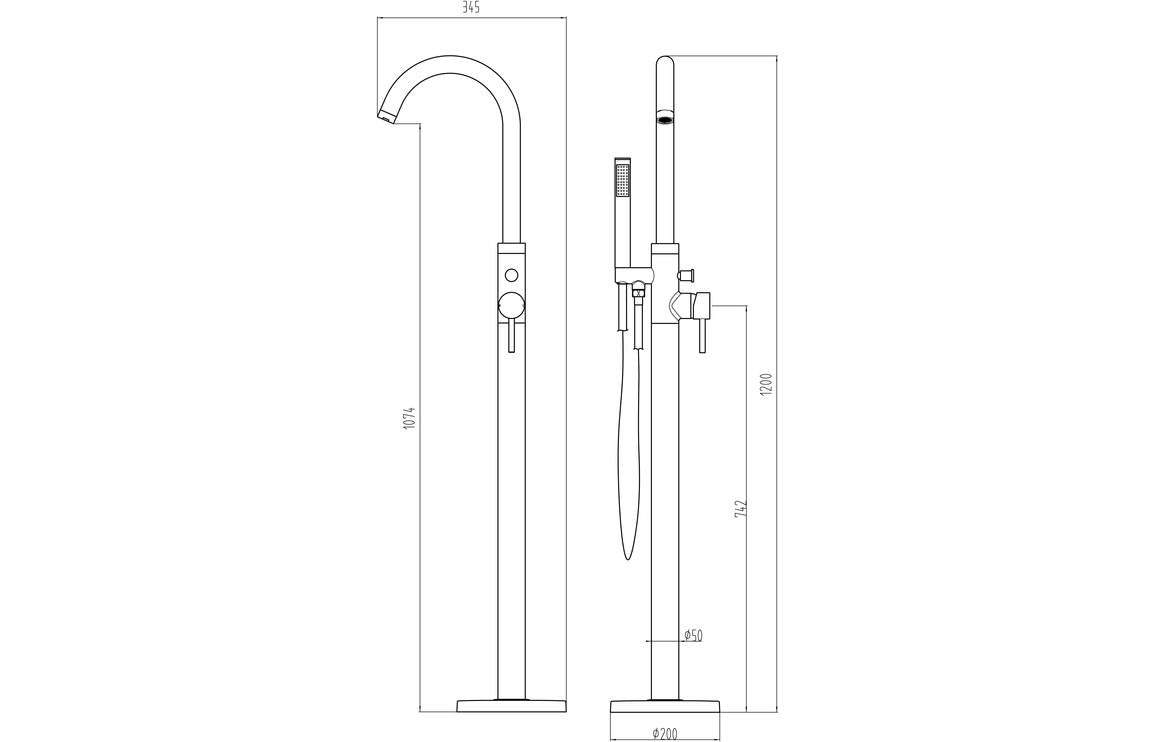 Aquarius Zanelli Floor Standing Bath Shower Mixer Brushed Brass AQ2999